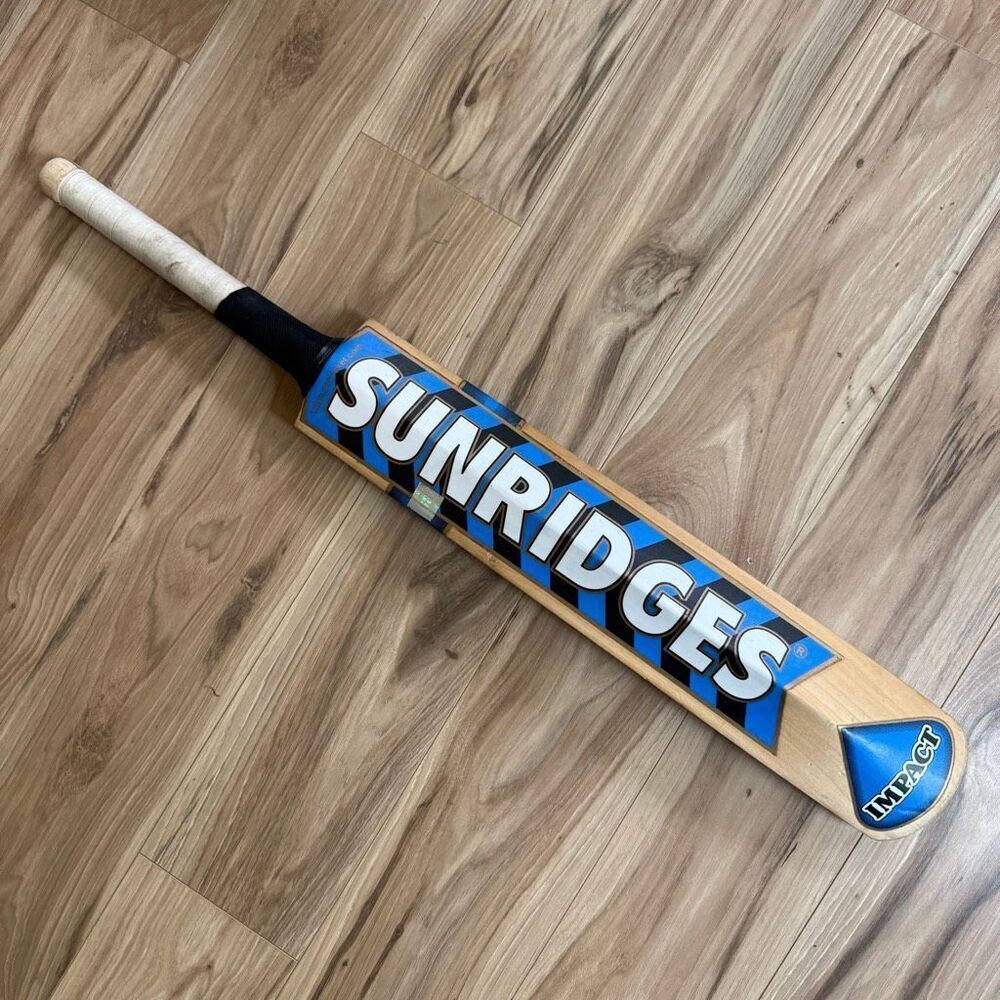 Sunridges Blue Black Beige Impact Cricket Bat Genuine Willow